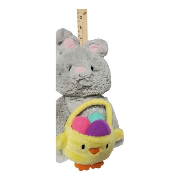 Gund Gray Easter Bunny Chick Basket Plush Stuffed Animal Eggs Easter Spring 13" - Picture 10 of 10